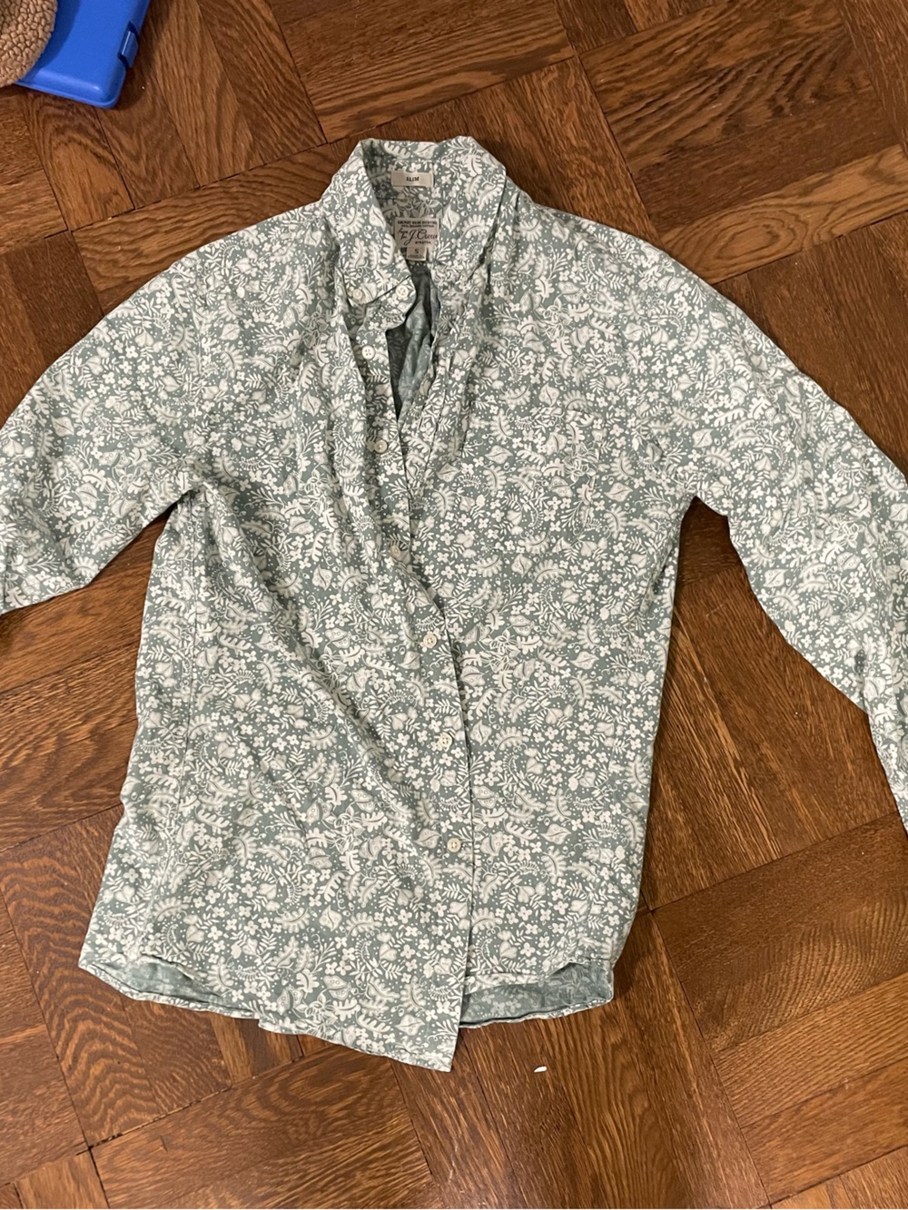 Jcrew men’s button up floral green white small